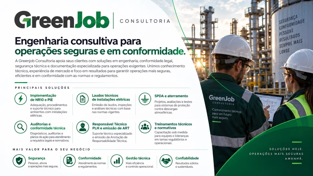 Apresentação institucional de Greenjob Consultoria; os serviços estão descritos nesta página